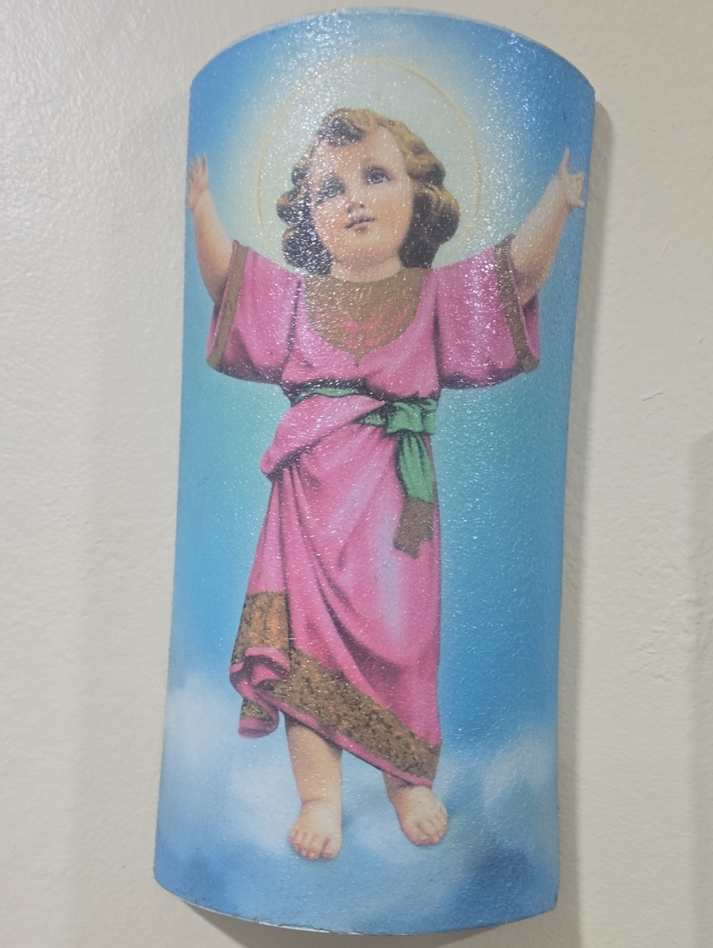 Religious Wall Art Panel - Pink Robe Cherub